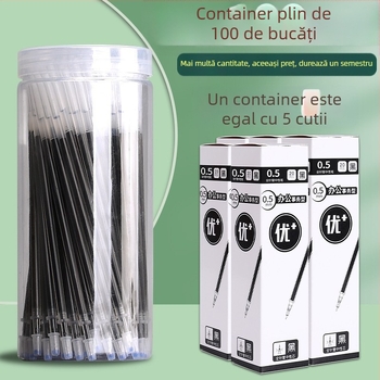 100 rezerve de cerneală pentru stilou gel, negre, cu vârf de ac și vârf de sferă, înlocuire pentru uz studențesc