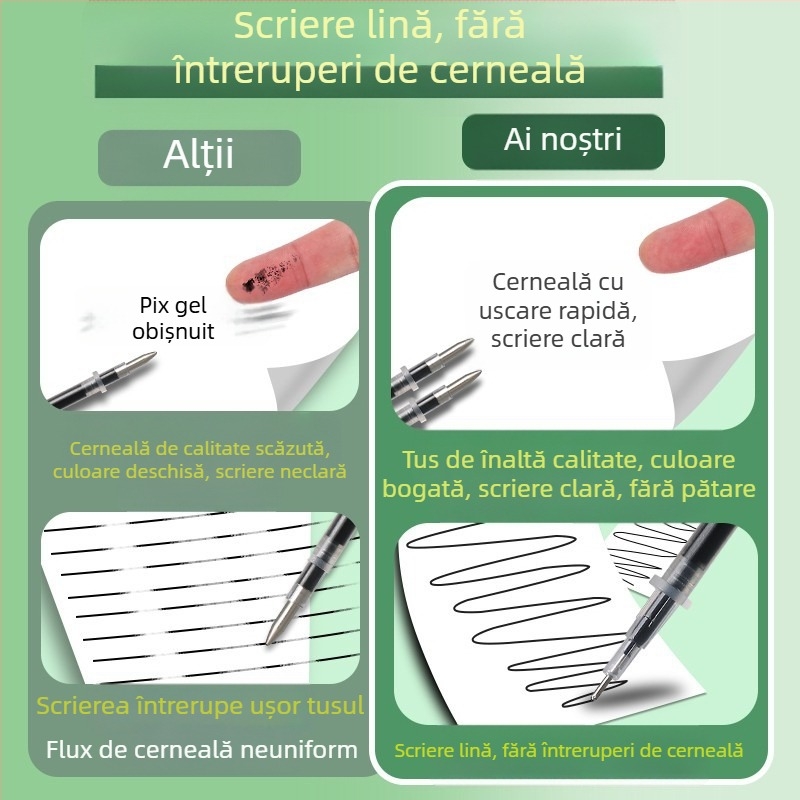 100 rezerve de cerneală pentru stilou gel, negre, cu vârf de ac și vârf de sferă, înlocuire pentru uz studențesc