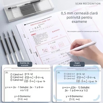 Refil de stilou 0,5 mm, negru, cerneală neutră, uscare rapidă, push-type, capacitate mare, vârf brush cu formă de dovleac