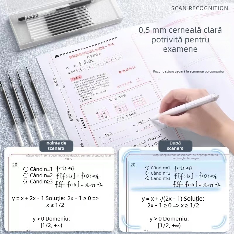 Refil de stilou 0,5 mm, negru, cerneală neutră, uscare rapidă, push-type, capacitate mare, vârf brush cu formă de dovleac