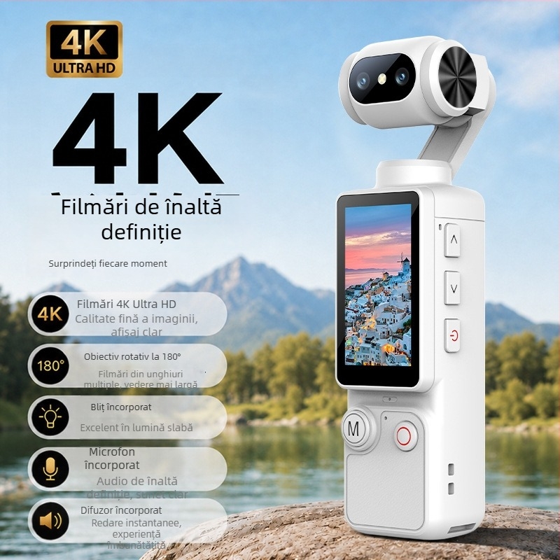 A30 cameră de acțiune cu două camere, gimbal manual, dimensiune de buzunar, stabilizare HD