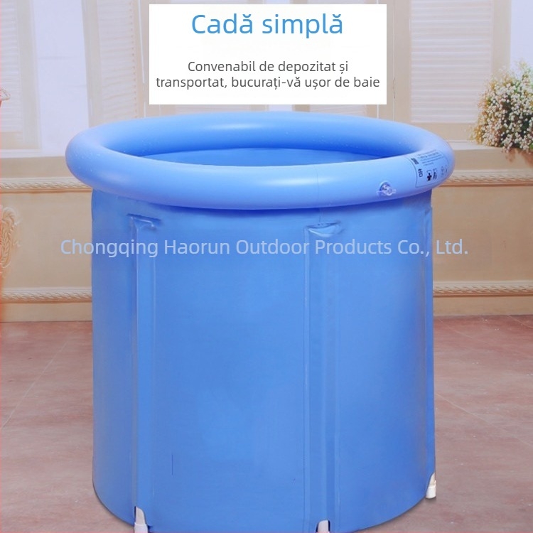 Cadă de baie pliabilă pentru adulți, din material PVC cu plasă, compactă pentru uz casnic