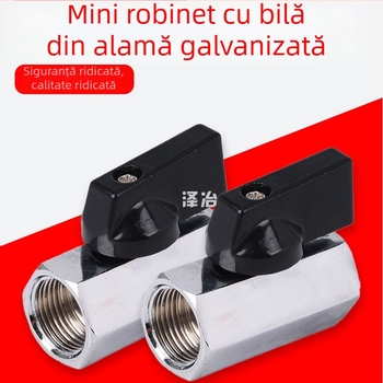 Valvă mini din cupru pur, dimensiuni 1/4, 3/8 și 1/2 inch, finisaj electroplacat lustruit, pentru sisteme de filtrare a apei, filet interior și exterior