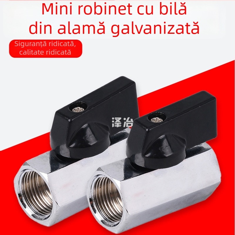 Valvă mini din cupru pur, dimensiuni 1/4, 3/8 și 1/2 inch, finisaj electroplacat lustruit, pentru sisteme de filtrare a apei, filet interior și exterior