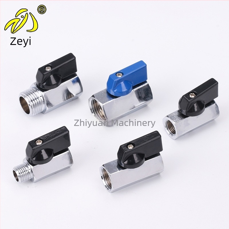 Valvă mini din cupru pur, dimensiuni 1/4, 3/8 și 1/2 inch, finisaj electroplacat lustruit, pentru sisteme de filtrare a apei, filet interior și exterior