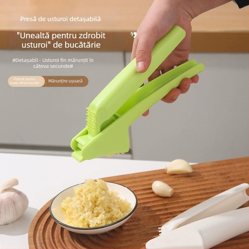 Presa detașabilă de usturoi, cu curățător și zdrobitor, pentru pastă de usturoi – multifuncțional