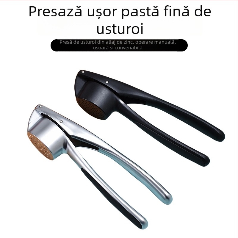 Presa de usturoi din aliaj de zinc și decojitor de usturoi – Instrument de bucătărie manual, design minimalist modern