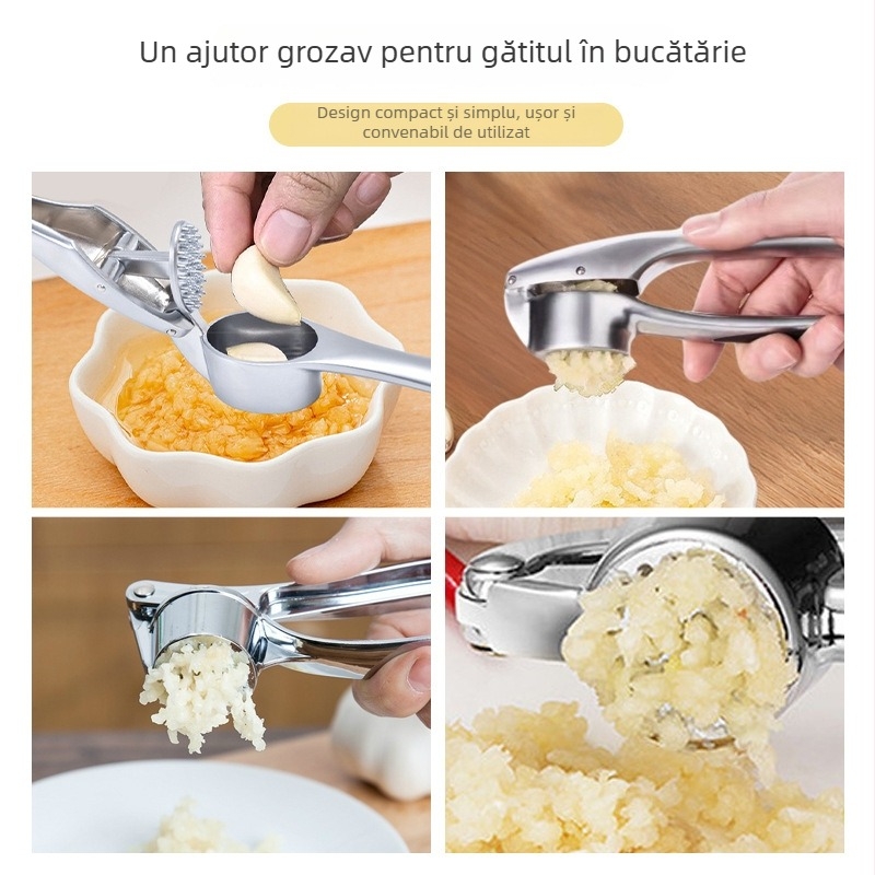 Presa de usturoi din aliaj de zinc și decojitor de usturoi – Instrument de bucătărie manual, design minimalist modern