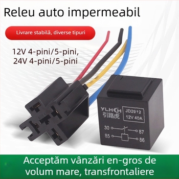 Releu impermeabil 12V/24V, cu 4 pini și 5 pini, compact, universal pentru mașină, cu soclu