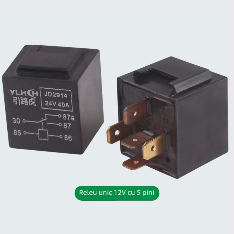Releu impermeabil 12V/24V, cu 4 pini și 5 pini, compact, universal pentru mașină, cu soclu