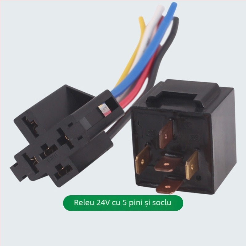Releu impermeabil 12V/24V, cu 4 pini și 5 pini, compact, universal pentru mașină, cu soclu