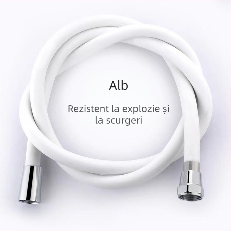 Furtun de duș din silicon, cu presiune înaltă, cu conector universal, 1,5–2 m, diametru mare, cap din alamă, tubă de ieșire pentru încălzitorul de baie