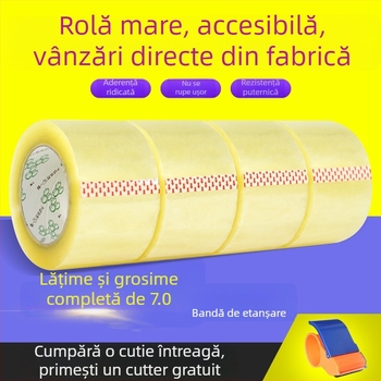 Bandă de ambalare de 7 cm pentru cutii, bandă transparentă de sigilare, film BOPP, aderență puternică, lungime 110–300 m