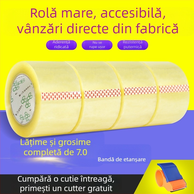 Bandă de ambalare de 7 cm pentru cutii, bandă transparentă de sigilare, film BOPP, aderență puternică, lungime 110–300 m