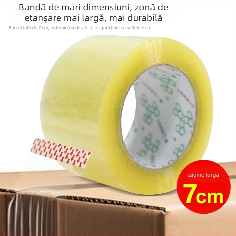 Bandă de ambalare de 7 cm pentru cutii, bandă transparentă de sigilare, film BOPP, aderență puternică, lungime 110–300 m