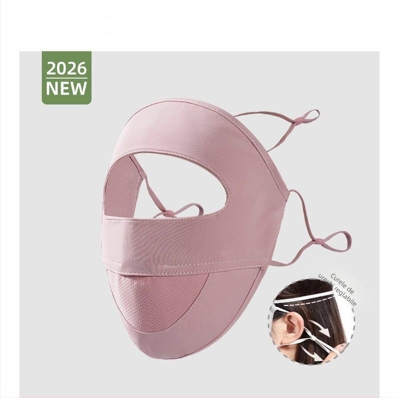 Mască facială cu protecție solară pentru întreaga față, material ice silk, ușoară, respirabilă, protecție pentru ochi, pentru femei