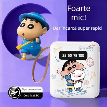 Power bank certificat 3C, compact, cu cablu încorporat – încărcător de urgență de buzunar