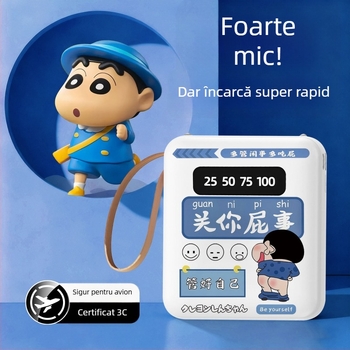 Power bank certificat 3C, compact, cu cablu încorporat – încărcător de urgență de buzunar