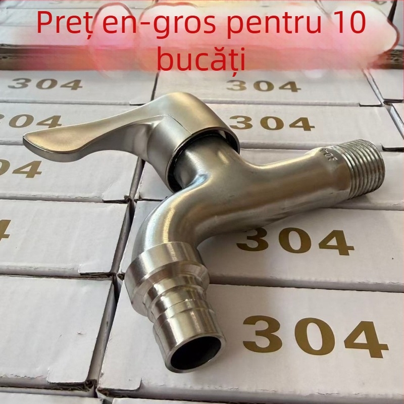 Set de 10 robineți pentru mașina de spălat, din oțel inoxidabil 304, grosime extra, originale, pentru uz casnic, apă caldă și rece, deschidere rapidă