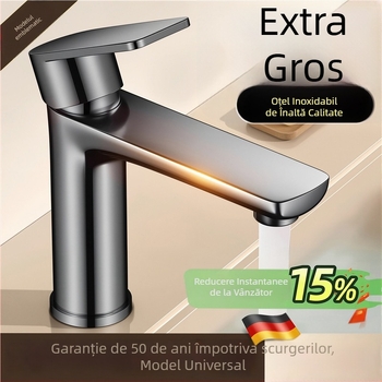 Robinet pentru baie din oțel inoxidabil, cu apă caldă și rece pentru chiuvetă