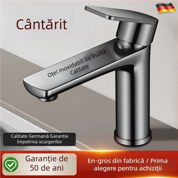 Robinet pentru baie din oțel inoxidabil, cu apă caldă și rece pentru chiuvetă