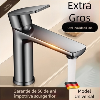 Robinet pentru baie din oțel inoxidabil, cu apă caldă și rece pentru chiuvetă