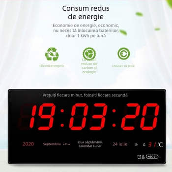 Ceas de perete GPS cu calendar perpetuu Beidou, sincronizare automată a timpului prin Wi‑Fi, calendar LED digital