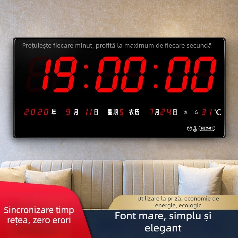 Ceas de perete GPS cu calendar perpetuu Beidou, sincronizare automată a timpului prin Wi‑Fi, calendar LED digital