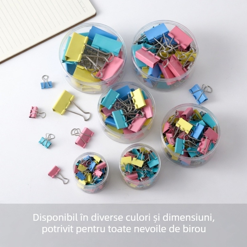 Cleme metalice colorate cu coadă lungă – set amestecat pentru birou