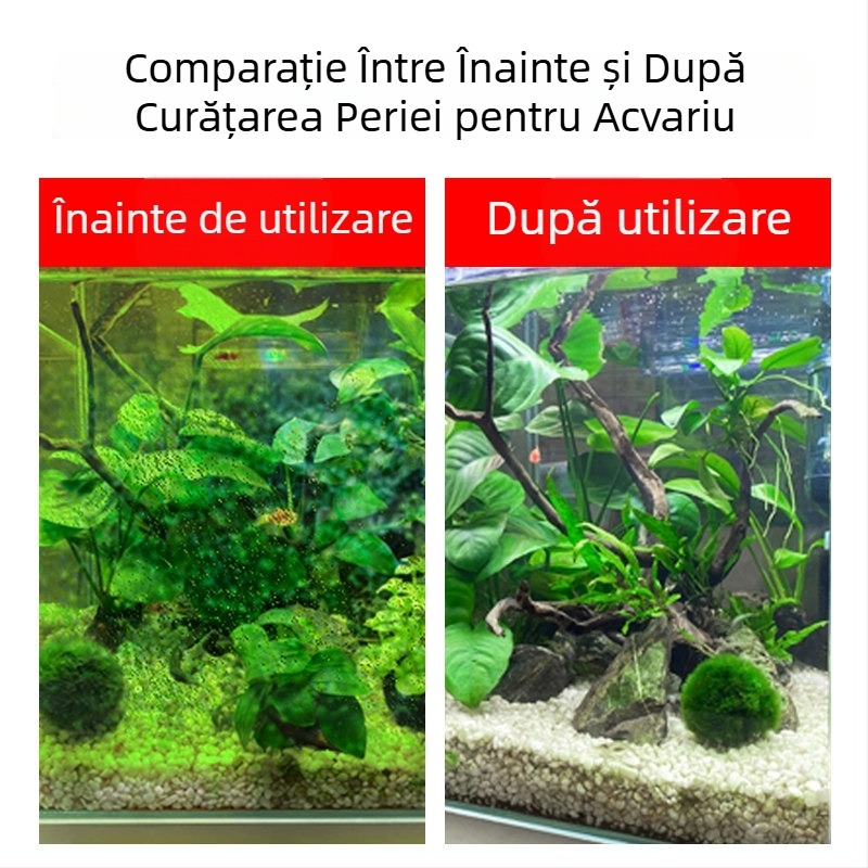 Unealtă de curățare pentru acvariu, pereți interiori, fără colțuri moarte, perie pentru îndepărtarea algelor, mâner lung