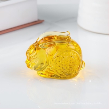 Iepure de cristal, ornament din sticlă pentru decorul casei, ametist și cristal alb