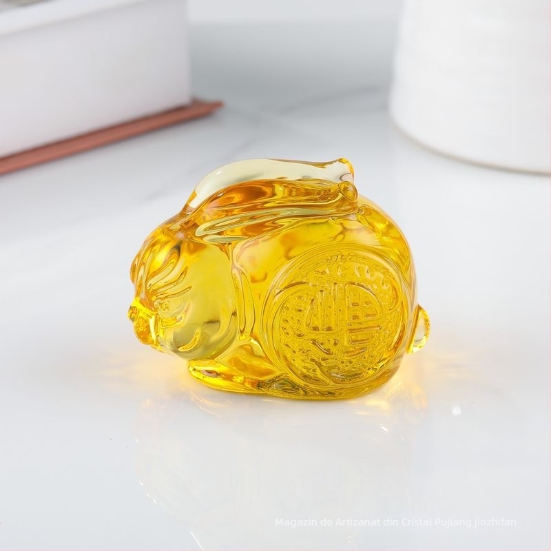 Iepure de cristal, ornament din sticlă pentru decorul casei, ametist și cristal alb