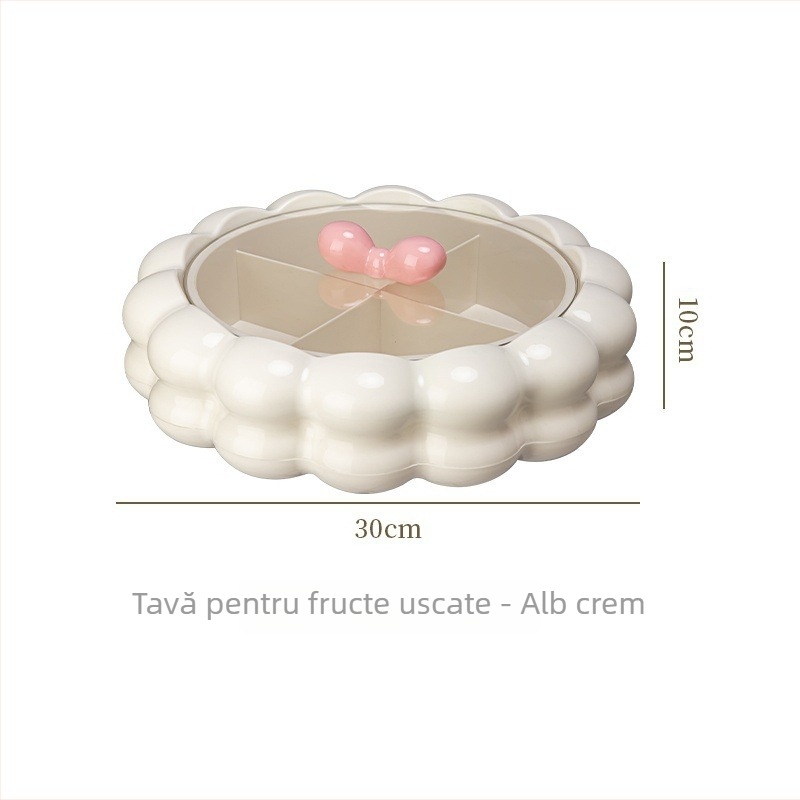 Tavă pentru fructe pentru uz casnic, măsuța de cafea din living, tavă pentru fructe uscate și bomboane cu compartimente, cutie de depozitare