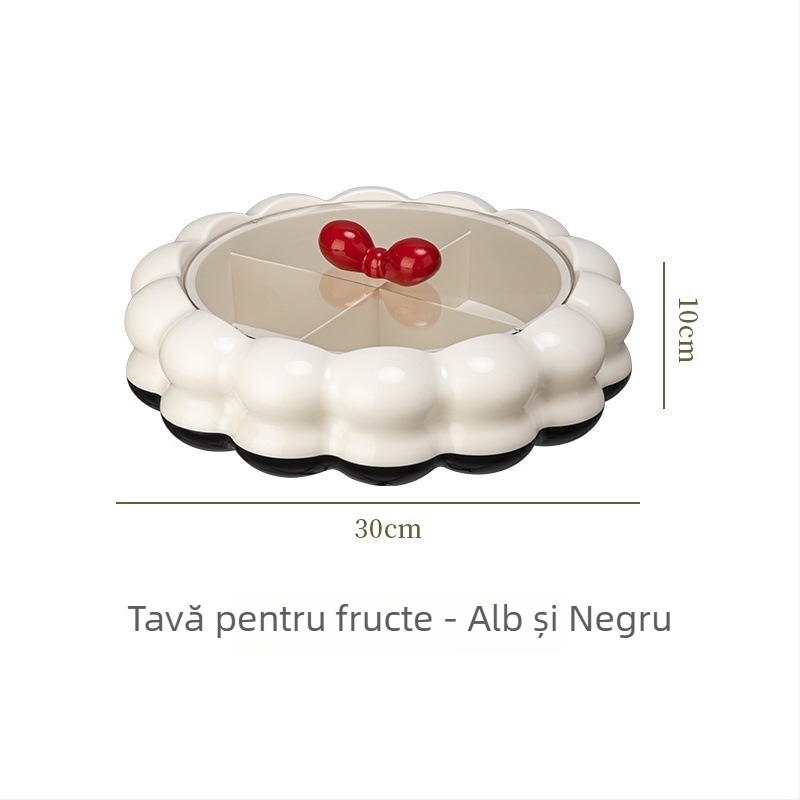Tavă pentru fructe pentru uz casnic, măsuța de cafea din living, tavă pentru fructe uscate și bomboane cu compartimente, cutie de depozitare