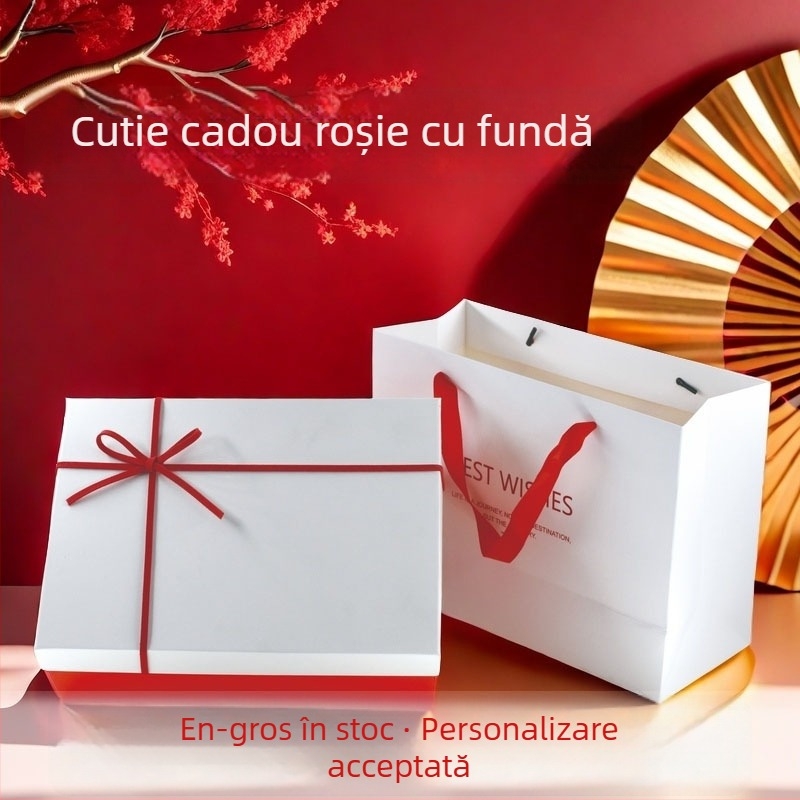Șnur roșu, fundă în formă de fluture – cutie cadou goală pentru nașteri și nunți, ambalaj pentru evenimente ale companiei de cosmetică