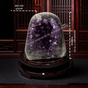 Ornament din piatră naturală de ametist, bloc de cristal și grup de cristale, specimen mineral, demagnetizare și purificare, decor pentru casă și birou, cadou de inaugurare a locuinței