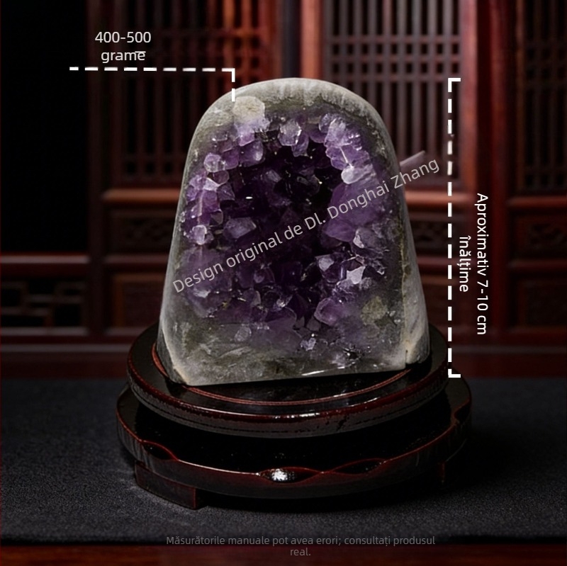 Ornament din piatră naturală de ametist, bloc de cristal și grup de cristale, specimen mineral, demagnetizare și purificare, decor pentru casă și birou, cadou de inaugurare a locuinței