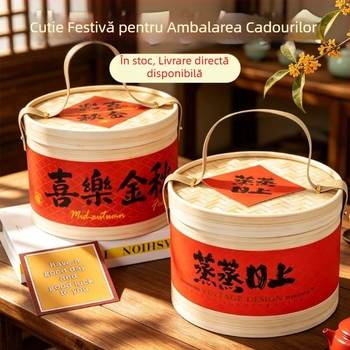 Cutii cadou cu model de bambus pentru Mid-Autumn, nunți, zile de naștere și Anul Nou; tuburi din hârtie și recipiente din hârtie