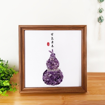Ramă în formă de dovleac din fragmente de ametist natural, decor pentru casă, ornament feng shui mov