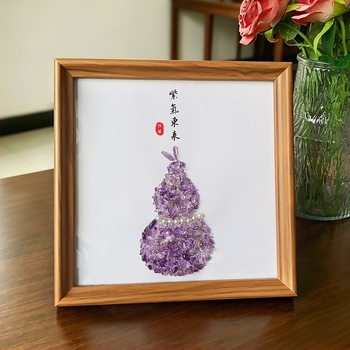 Ramă în formă de dovleac din fragmente de ametist natural, decor pentru casă, ornament feng shui mov