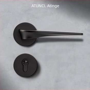 Încuietoare de ușă din aliaj de zinc negru pentru dormitor, încuietoare magnetică divizată, silențioasă pentru uși din lemn, mâner mecanic