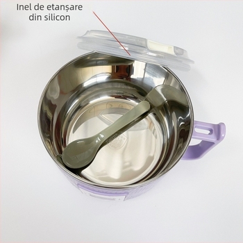 2024 Bol pentru tăiței instant cu capac, din oțel inox 304, cu funcție de scurgere, potrivit pentru căminele studențești, veselă drăguță și haiosă