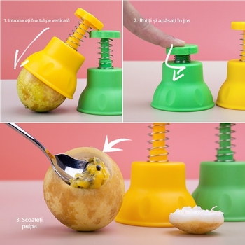 Instrument de decojire și despărțire a fructelor cu protecție pentru mână, pentru bucătărie