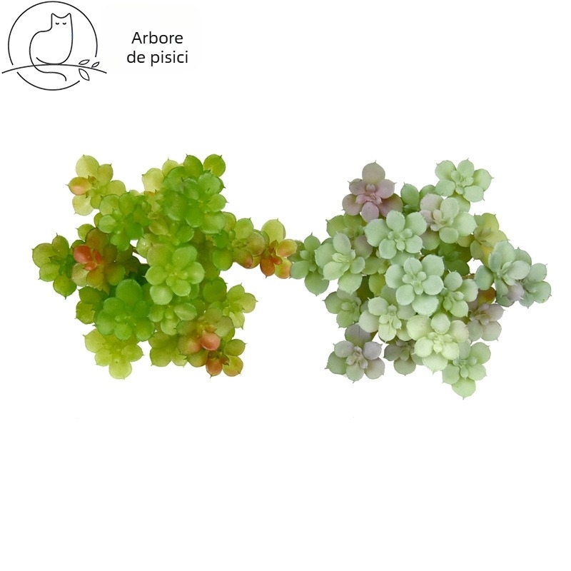 Planta suculentă artificială, 11 cm, cu frunze concave Sedum, plantă decorativă de birou din plastic