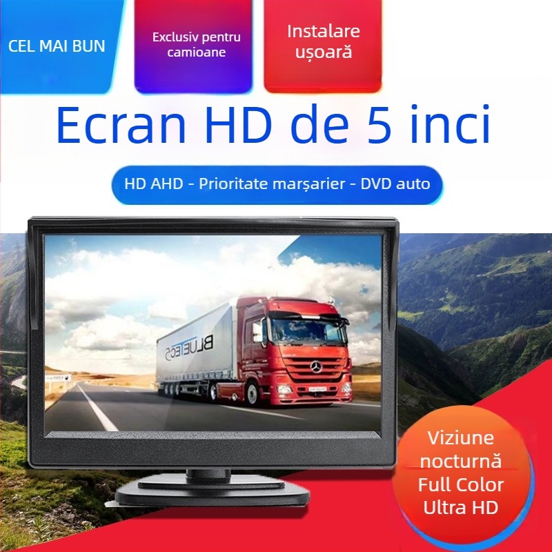 Monitor auto AHD de 5 inch, ecran LCD digital 1080p pentru vedere din spate AC-530XD