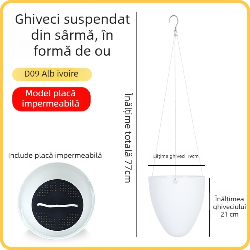 Olinzer ghiveci de flori din plastic, în formă de ou, diametru 10 cm, turnare prin injecție monobloc, durabil.