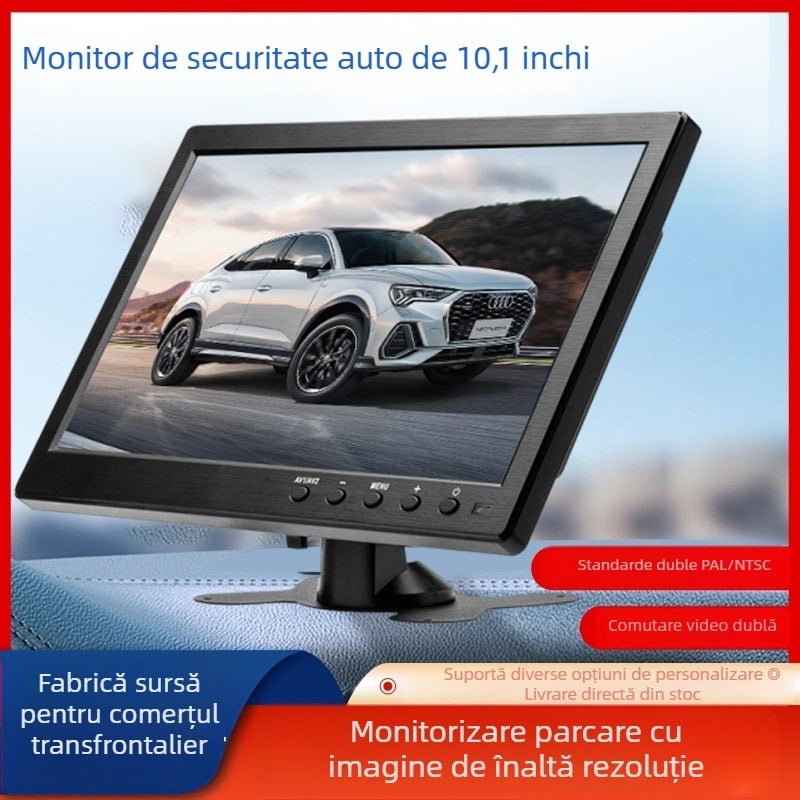 Monitor de securitate auto de 10,1 inch cu intrări HDMI, VGA, AV, USB și BNC, ecran HD