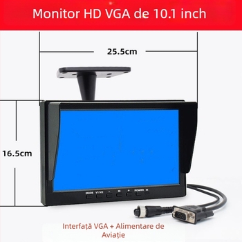 Monitor auto universal de 10,1 inch cu intrare VGA CCTV, ecran DVR pentru cameră de mers înapoi