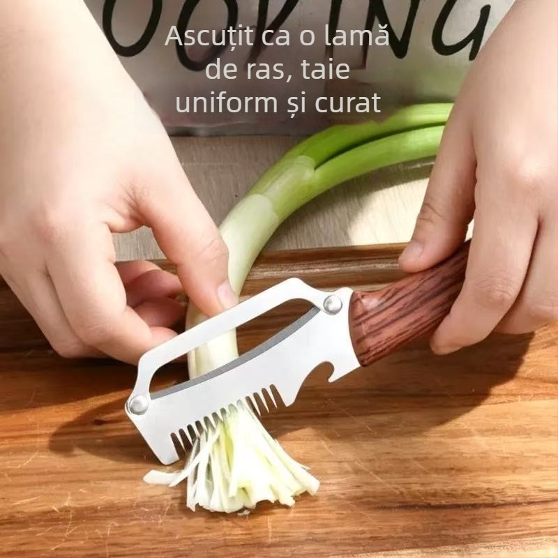 Cuțit multifuncțional de bucătărie pentru curățat și tăiat: curățător de cartofi, curățător de ceapă verde, tăietor de fructe și legume, tăietor pentru sparanghel