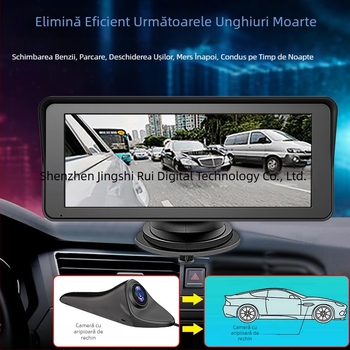 Oglindă retrovizoare auto cu cameră HD Shark Fin pentru monitorizare în interior, ecran IPS de 6,86 inch